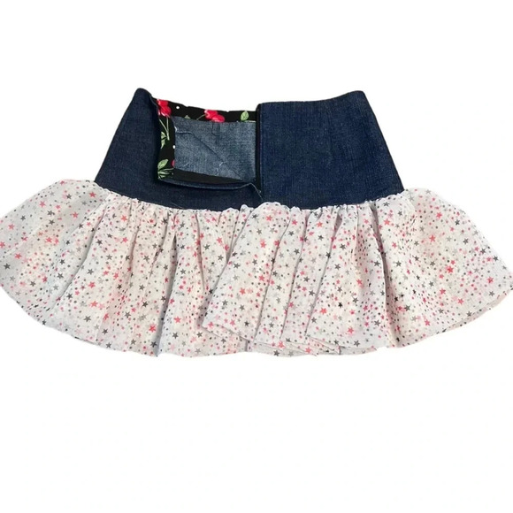 Handmade Girls Denim Star Ruffle Skirt - Size 5 - Picture 5 of 6